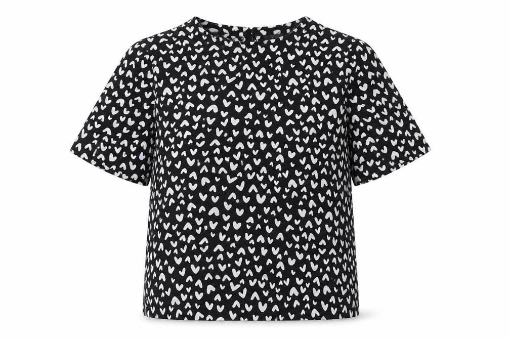 Marks and Spencer Womens Black Heart Print Blouse Size 10