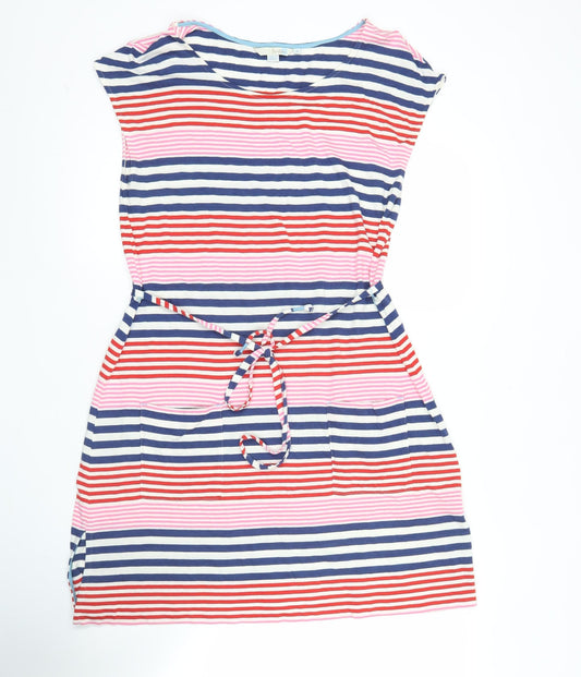 Boden Women’s Multicoloured Striped Cotton Modal Sleeveless Knee Length Shift Dress M