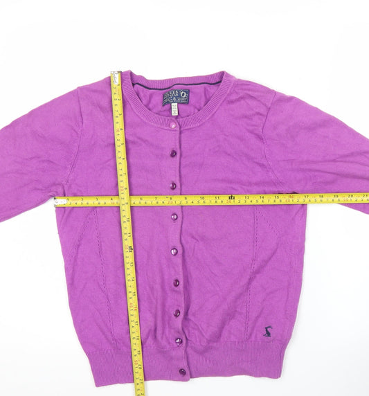 Joules Women's Purple Cardigan UK 12 Crew Neck Long Sleeve Knit