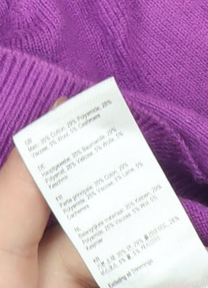 Joules Women's Purple Cardigan UK 12 Crew Neck Long Sleeve Knit