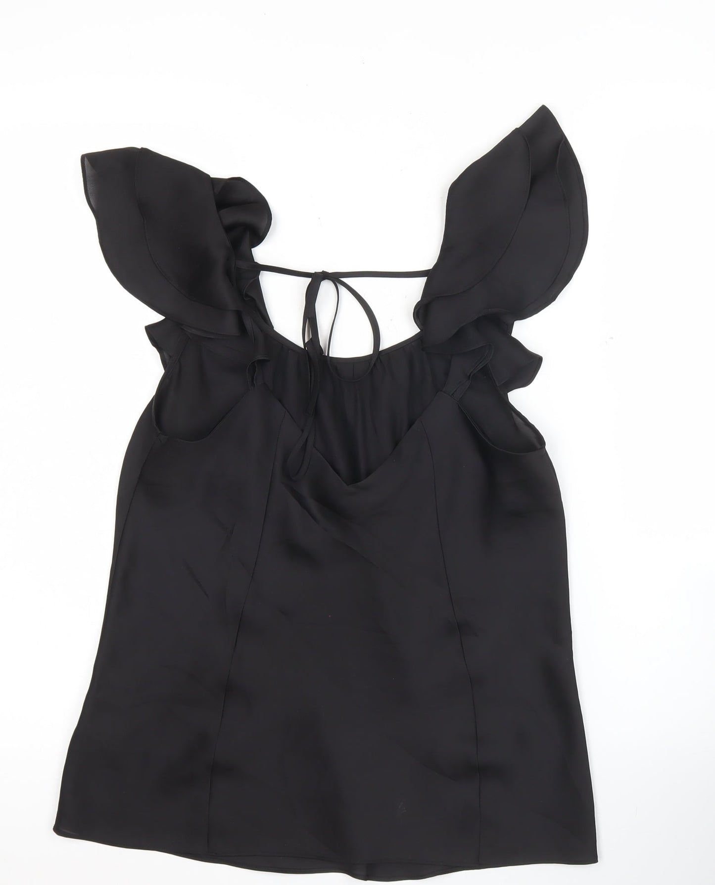 Coast Women’s Black Size 12 Ruffle Sleeveless Tunic Blouse