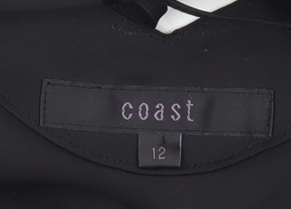 Coast Women’s Black Size 12 Ruffle Sleeveless Tunic Blouse