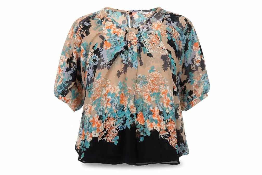 New Look Women’s Multicoloured Floral Chiffon Blouse Size 8