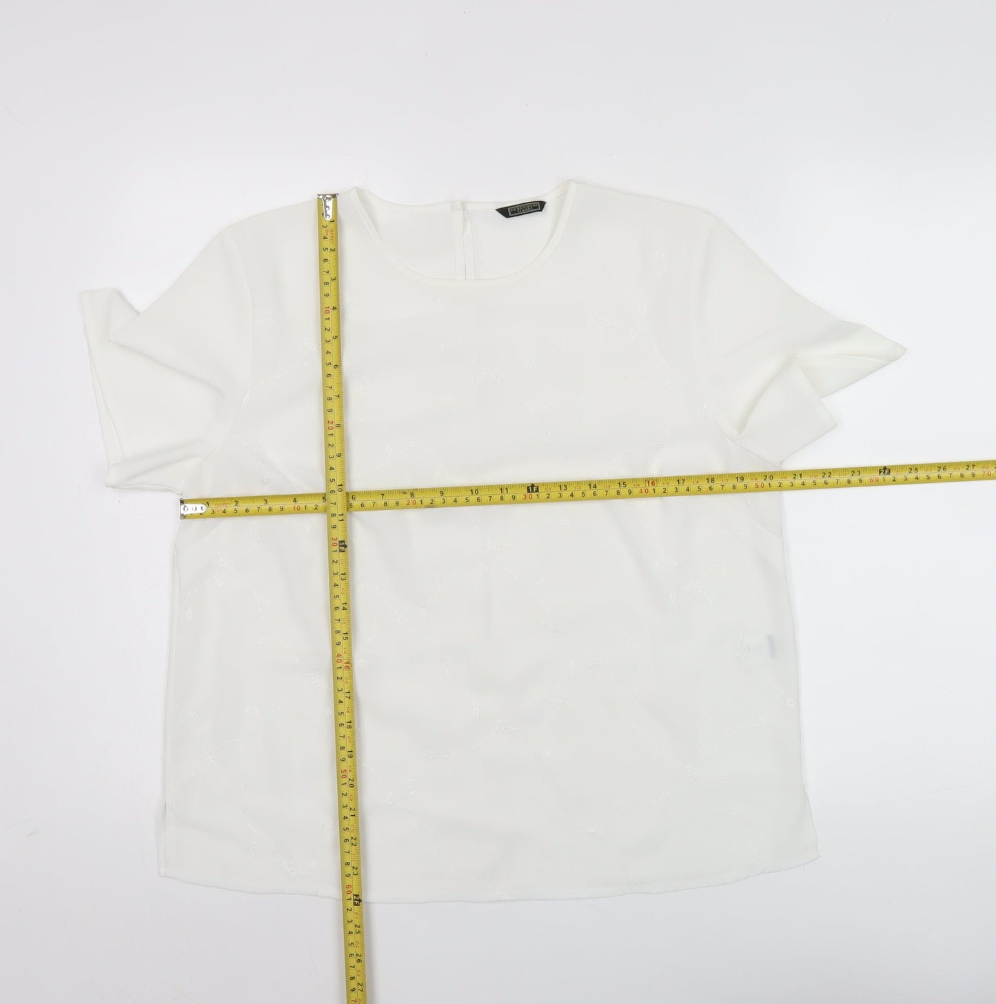 Debenhams Womens White Blouse Size 14 Short Sleeve Workwear