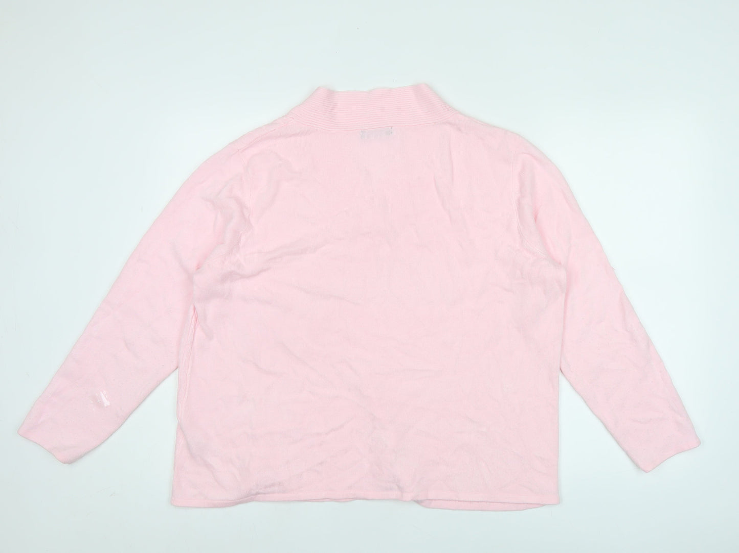 Bm Womens Pink V-Neck Cable Knit Acrylic Pullover Jumper L