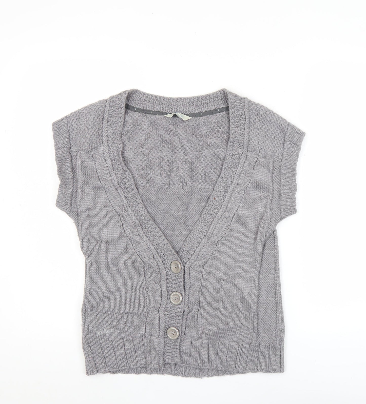 Fat Face Womens Grey Wool Alpaca Blend Cardigan Size 12 V-Neck