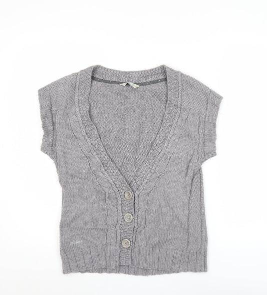 Fat Face Womens Grey Wool Alpaca Blend Cardigan Size 12 V-Neck