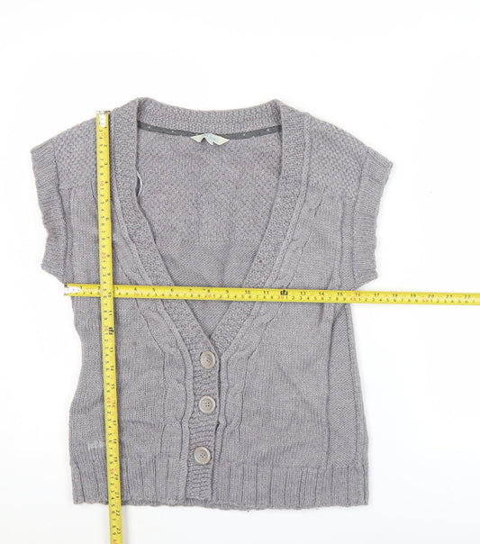 Fat Face Womens Grey Wool Alpaca Blend Cardigan Size 12 V-Neck