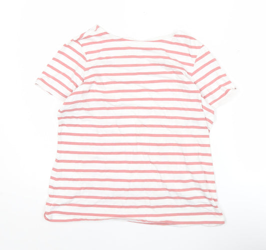 Seasalt Women’s Pink White Striped Cotton Nautical T-Shirt Size 12