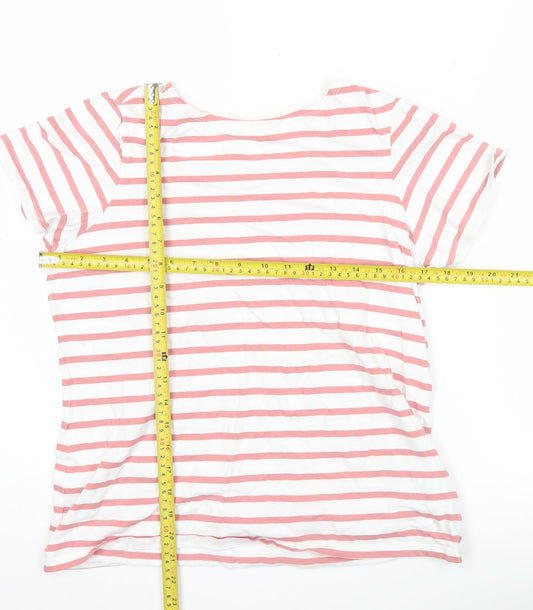 Seasalt Women’s Pink White Striped Cotton Nautical T-Shirt Size 12