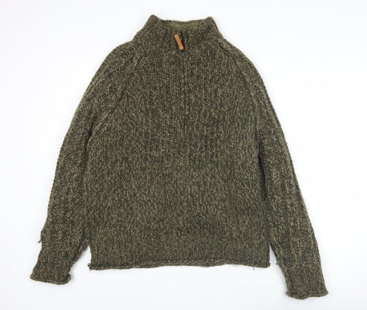 Fat Face Men’s Green Wool Alpaca Blend Chunky Knit Pullover Jumper M