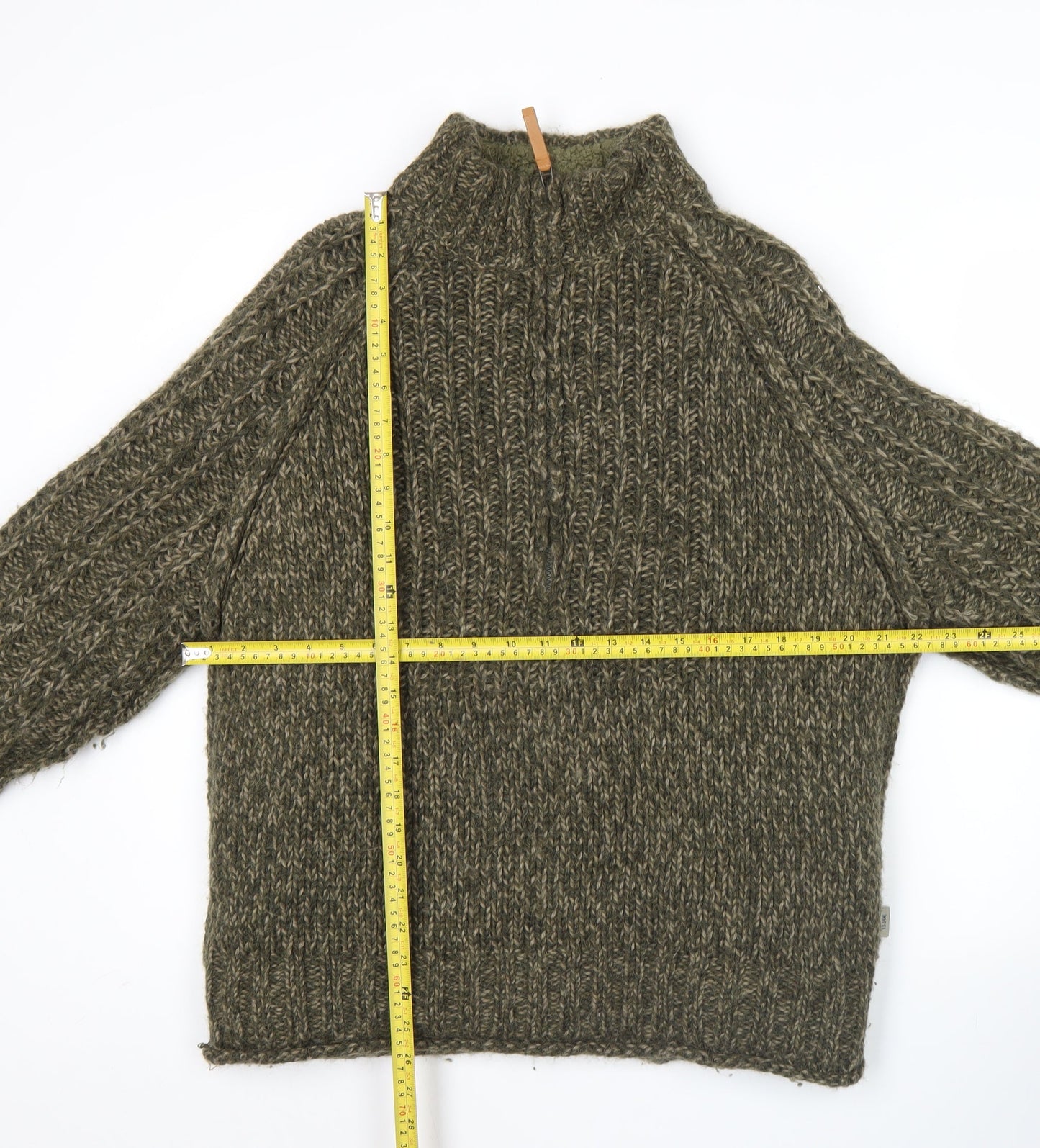 Fat Face Men’s Green Wool Alpaca Blend Chunky Knit Pullover Jumper M