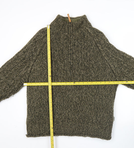 Fat Face Men’s Green Wool Alpaca Blend Chunky Knit Pullover Jumper M