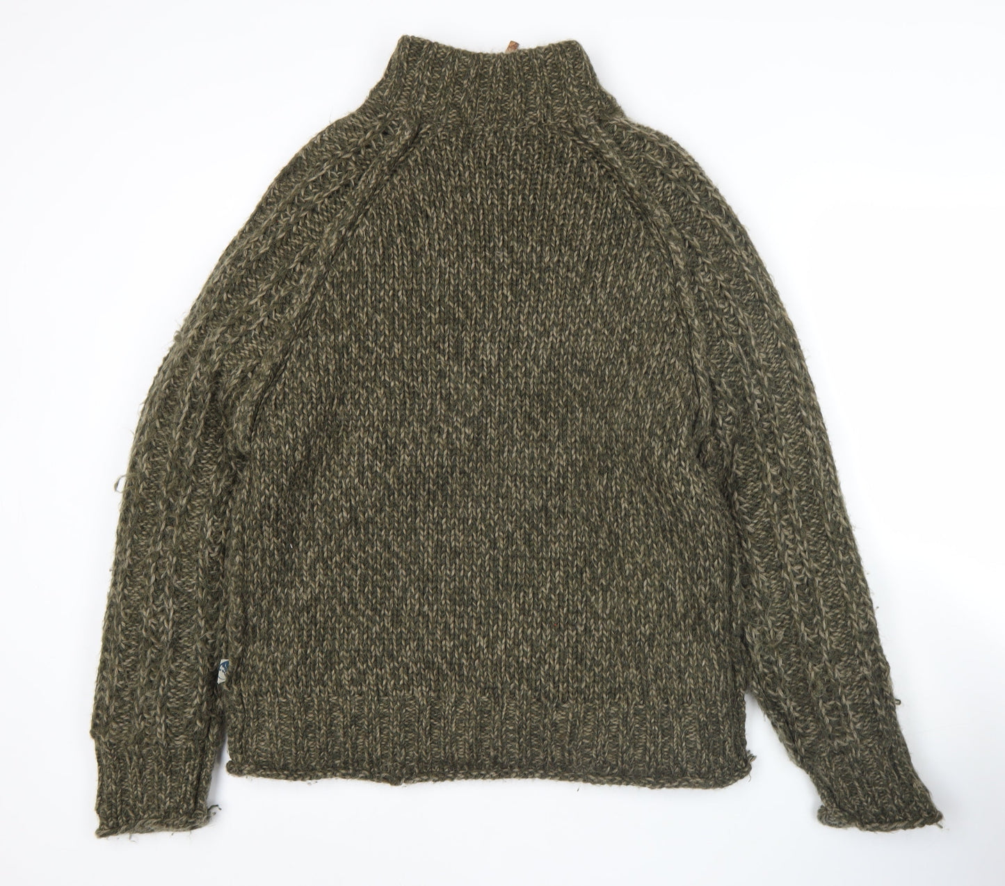 Fat Face Men’s Green Wool Alpaca Blend Chunky Knit Pullover Jumper M