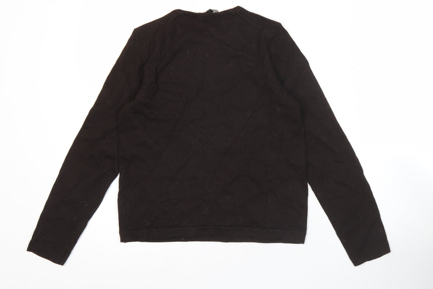 Jaeger Womens Black Wool Silk Jumper Size S Crew Neck Pullover