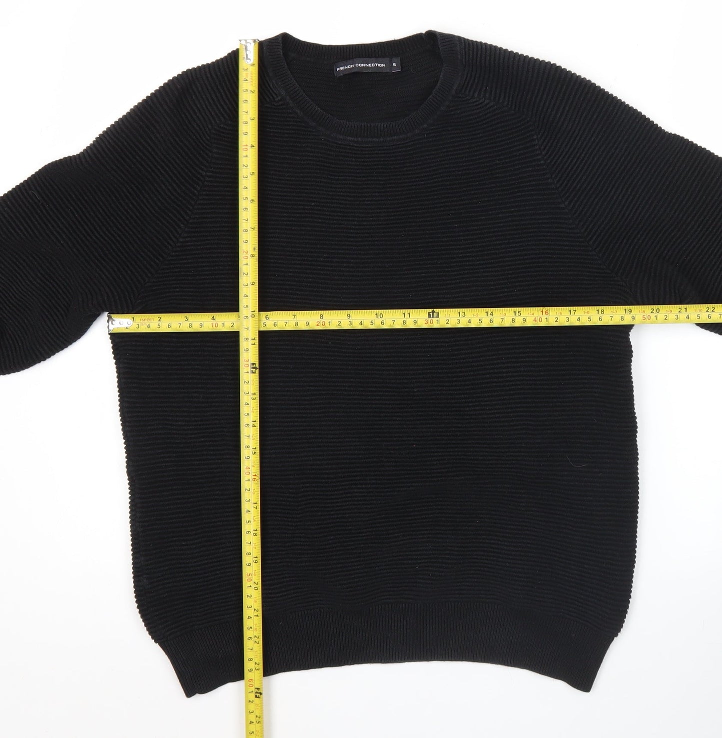 French Connection Mens Black Cotton Knit Sweatshirt Pullover S