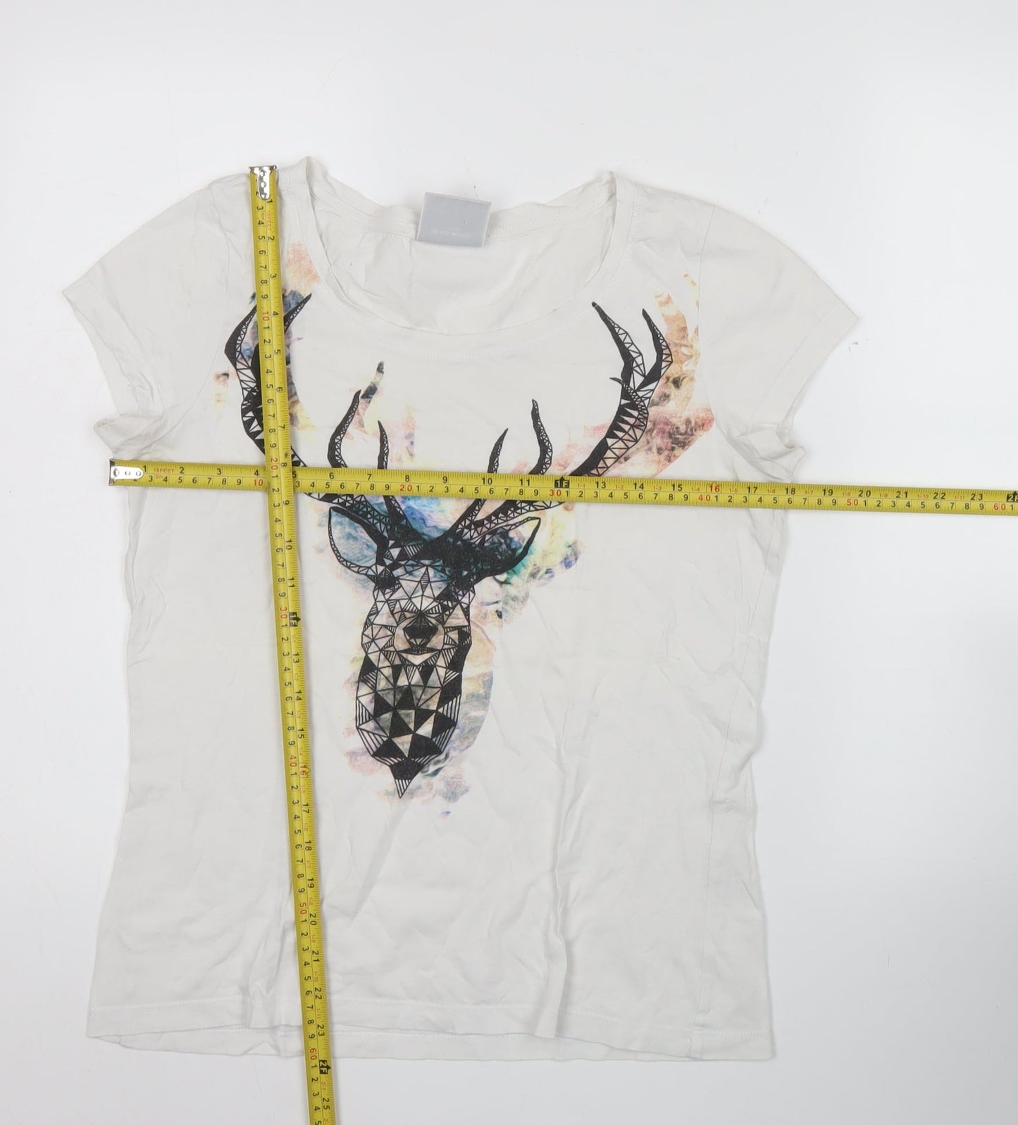 Vero Moda Women’s White Stag Print Cotton T-Shirt Size S
