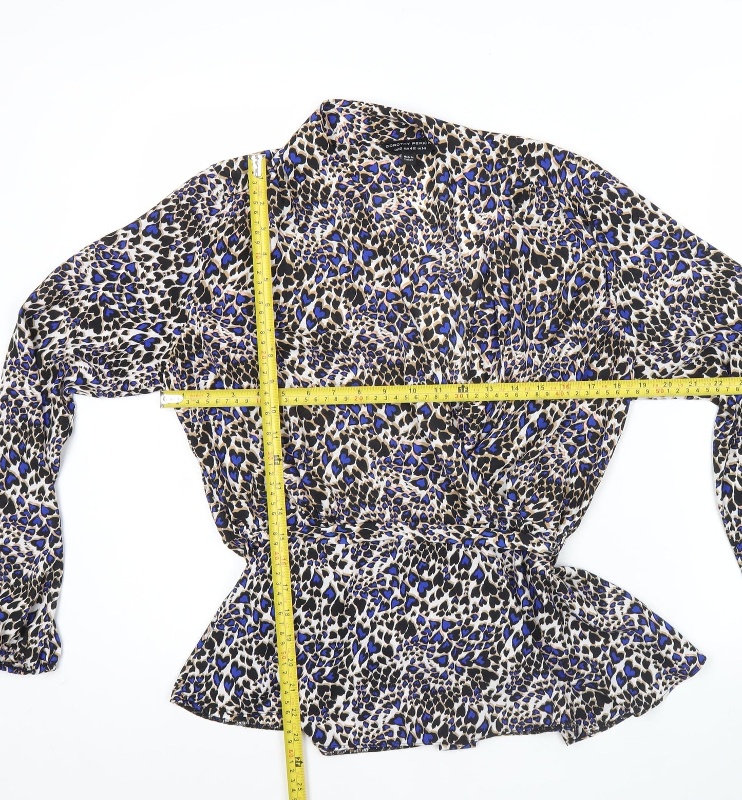 Dorothy Perkins Women’s Multicoloured Leopard Wrap Blouse UK14