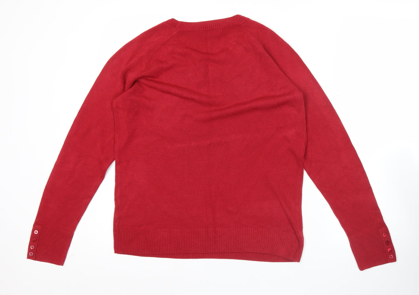 Marks and Spencer Womens Red Acrylic Pullover Jumper UK 12