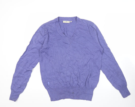 Glenmuir Mens Purple Cotton V-Neck Jumper M Golf Knitwear