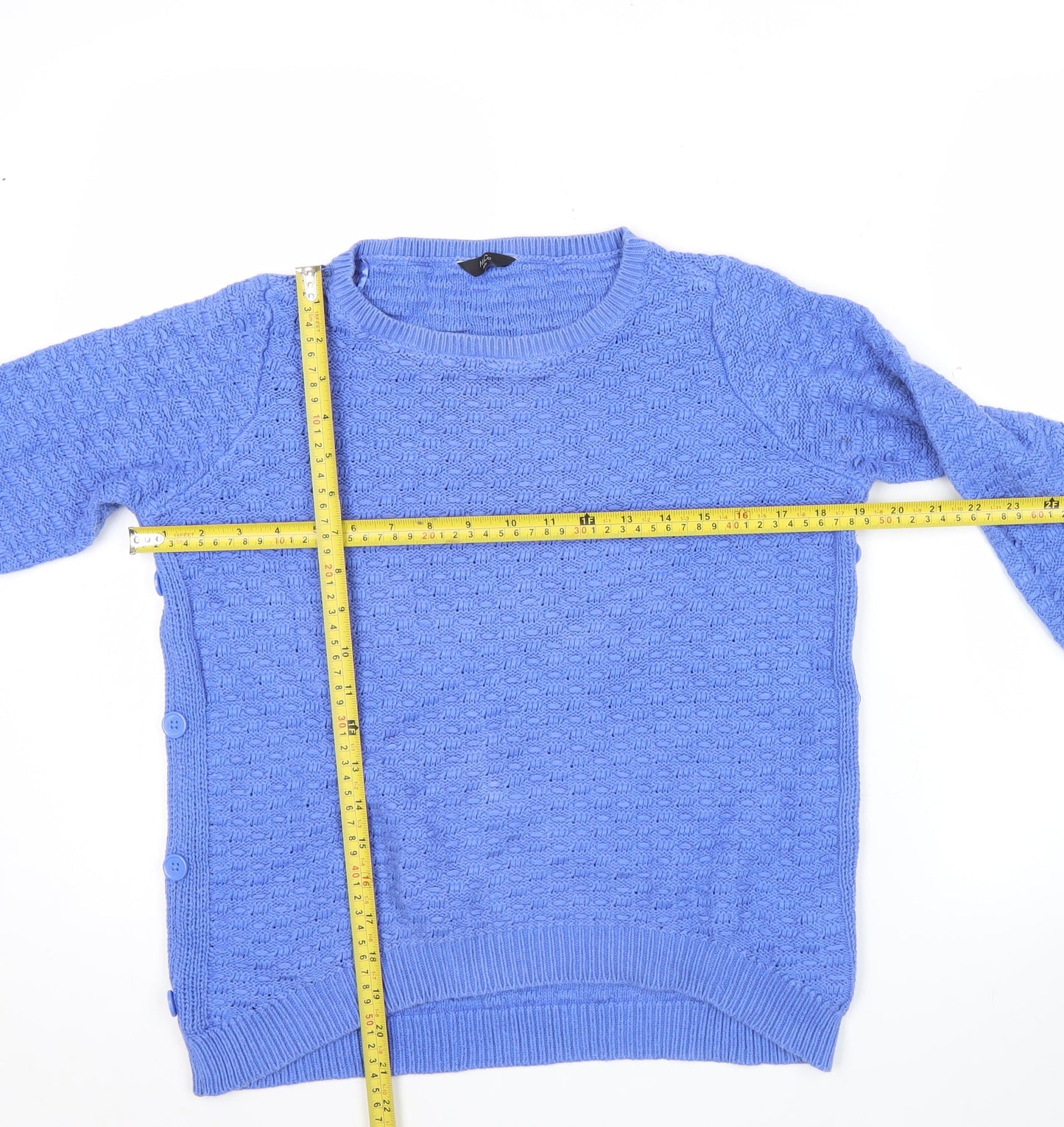 M&Co Women’s Blue Cotton Jumper Size 12 Crew Neck Long Sleeve