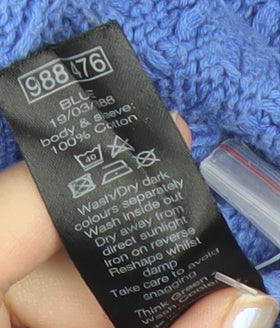 M&Co Women’s Blue Cotton Jumper Size 12 Crew Neck Long Sleeve