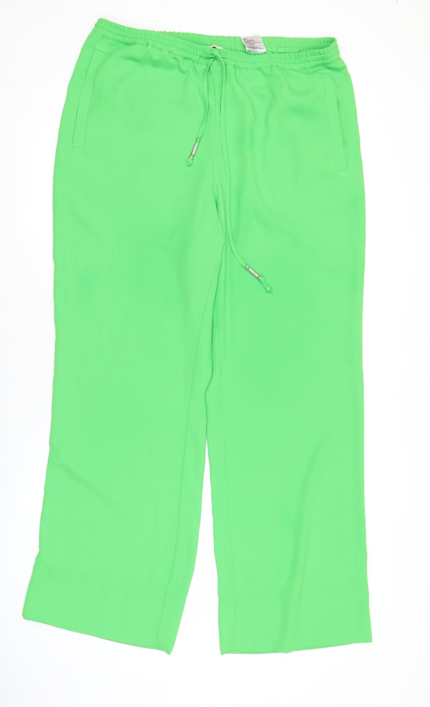 H&M Womens Green Size 12 Straight Leg Polyester Casual Trousers
