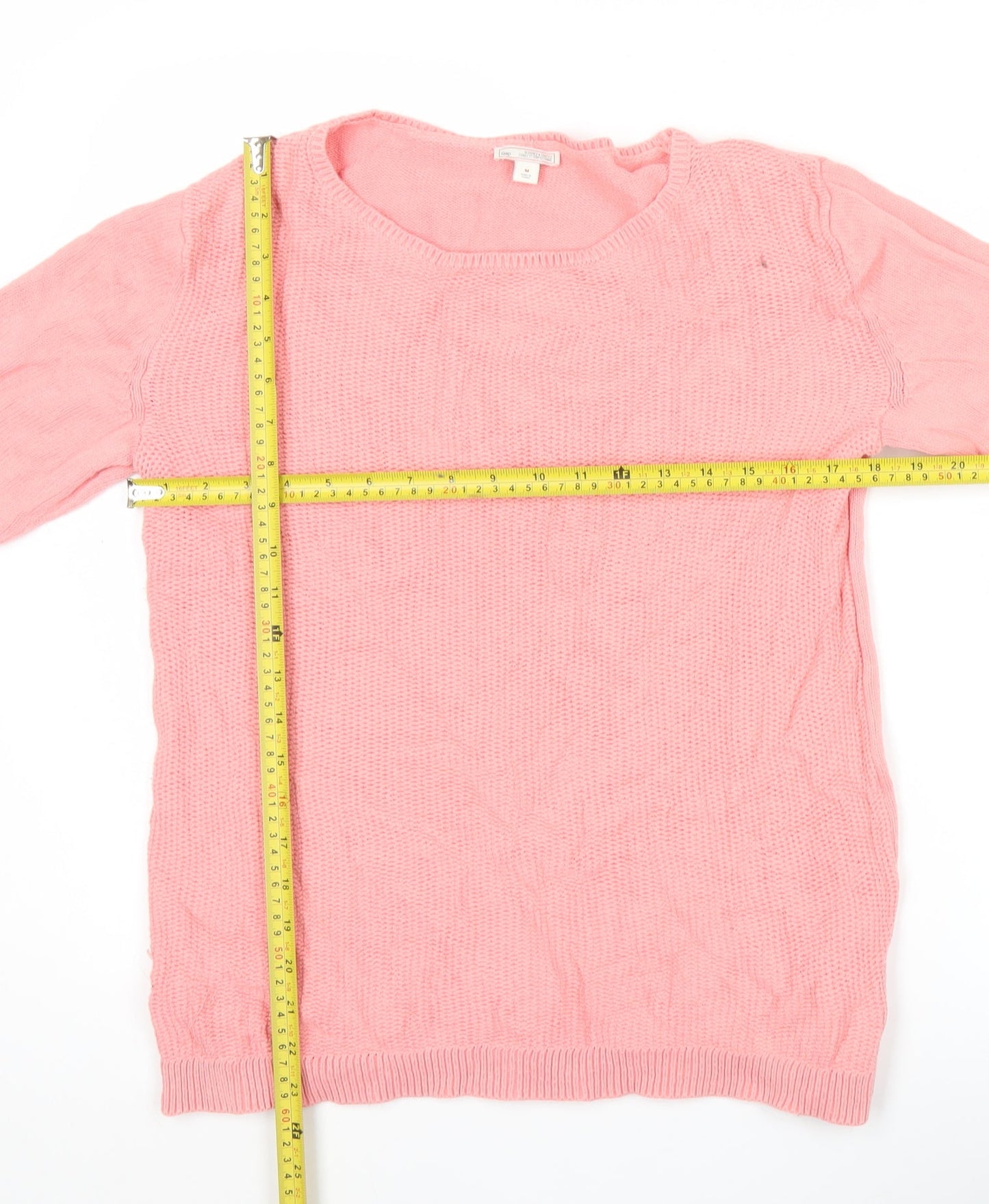 Gap Women’s Pink Cotton Pullover Jumper Size M Scoop Neck Knit