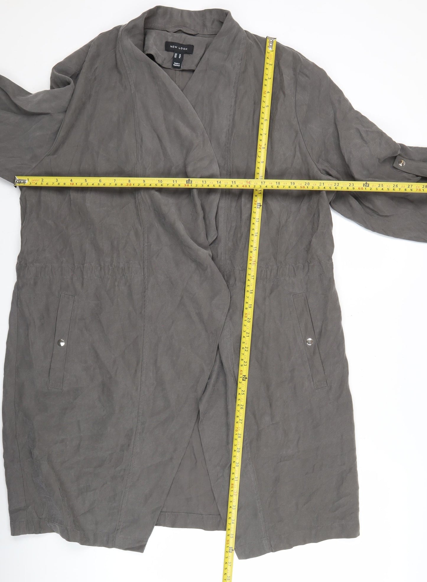 New Look Women’s Grey Long Coatigan Jacket UK 18 Lightweight Casual