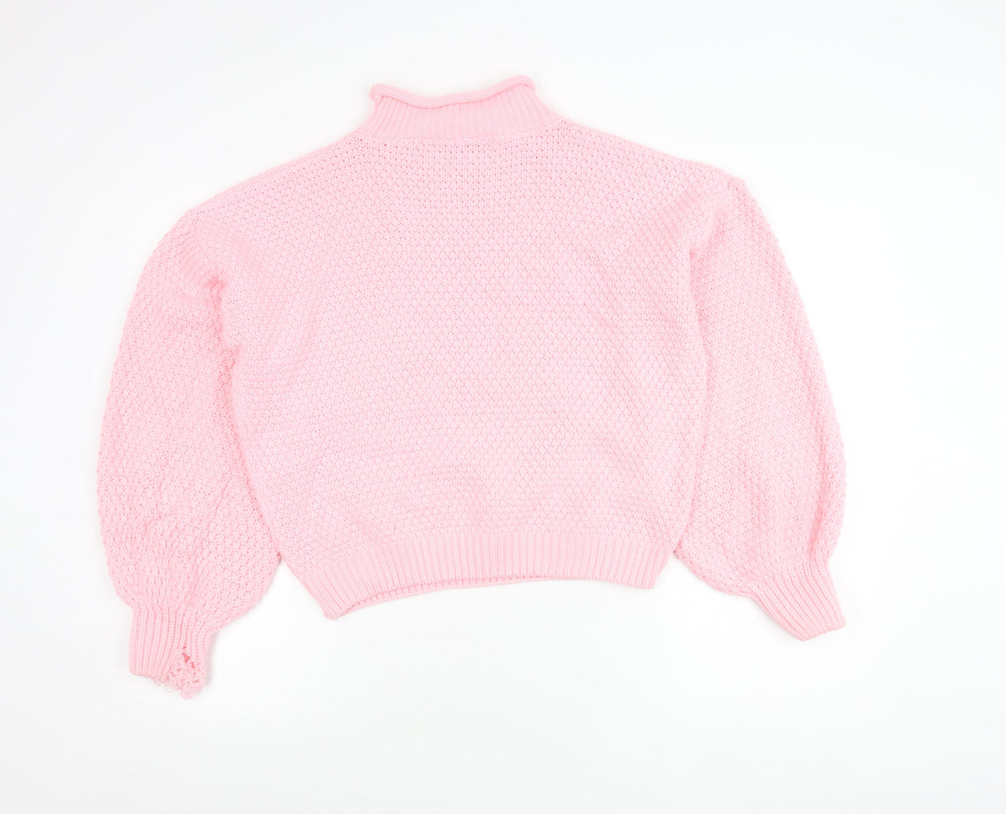 PrettyLittleThing Women’s Pink Chunky Knit Mock Neck Jumper Size S