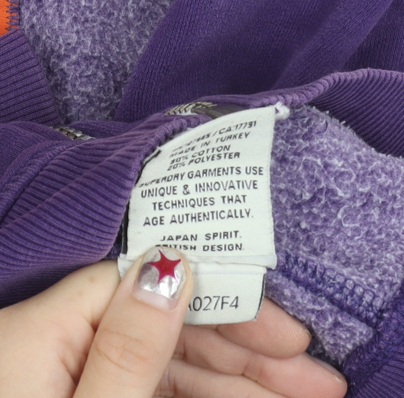 Superdry Women’s Purple Hooded Full Zip Jacket Size L Casual