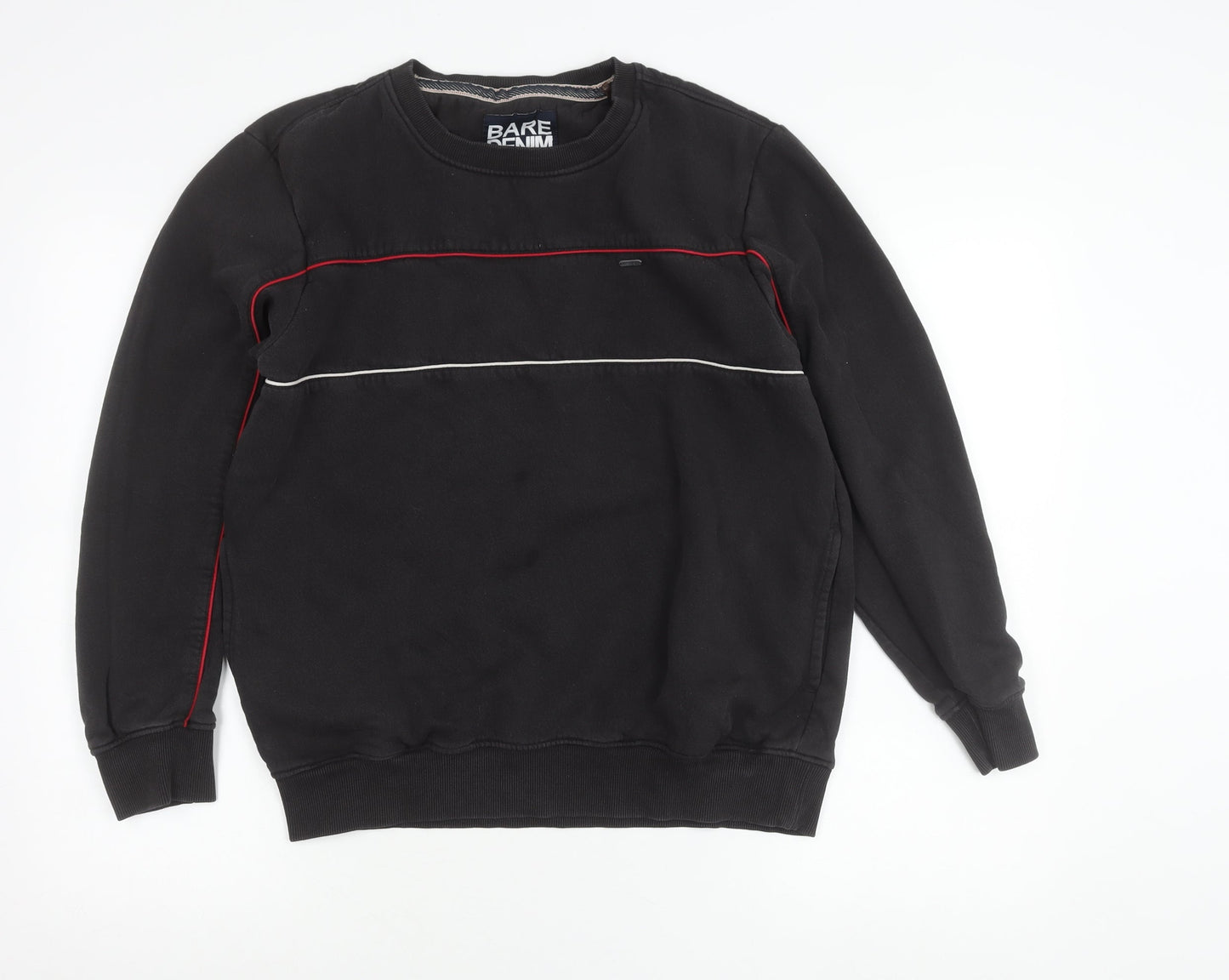 Bare Denim Men's Black L Sweatshirt Pullover Crew Neck Cotton