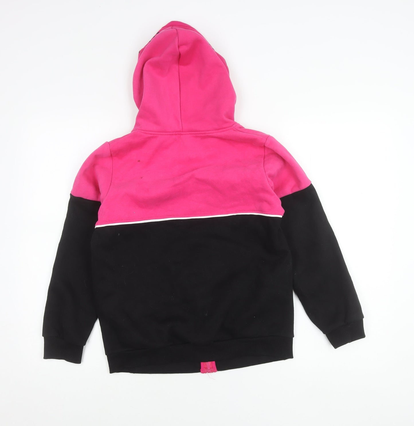 Sedra Girls Pink & Black Hooded Cotton Full Zip Jacket Size 12 Years