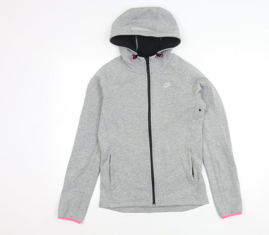 Nike Womens Grey Full Zip Hooded Jacket Size S Sportswear
