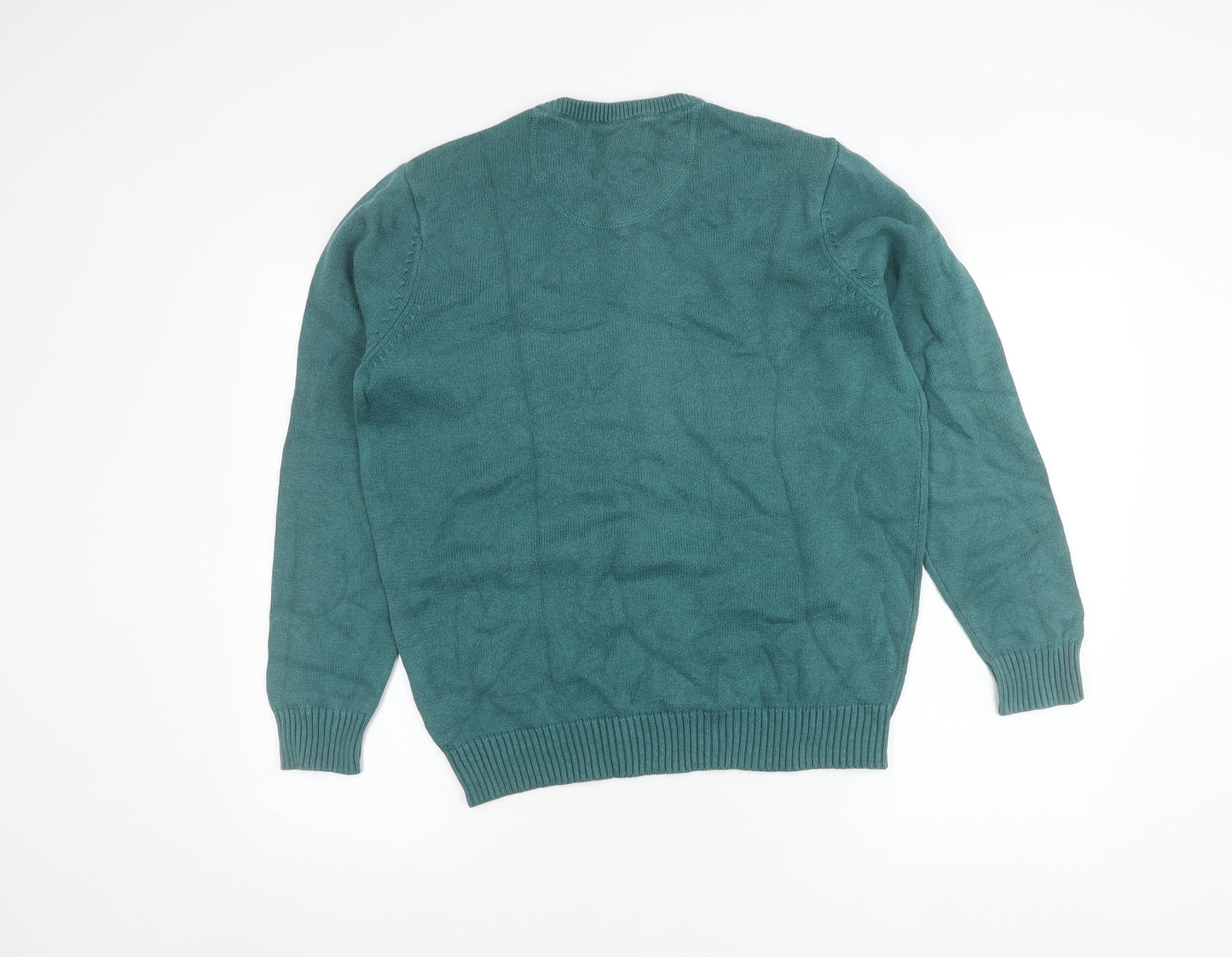 Maine New England Mens Green Cotton V-Neck Jumper Size M