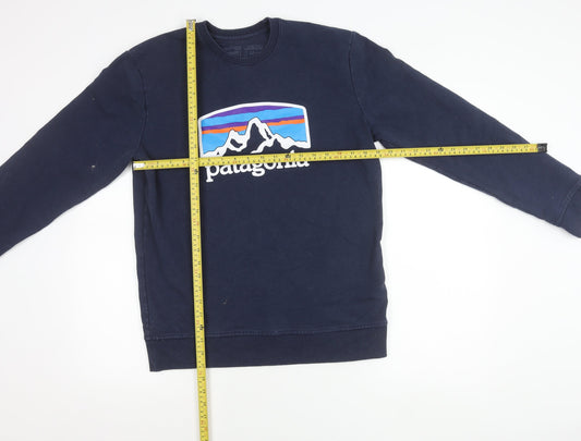 Patagonia Men's Blue Small Logo Pullover Sweatshirt Regular Fit