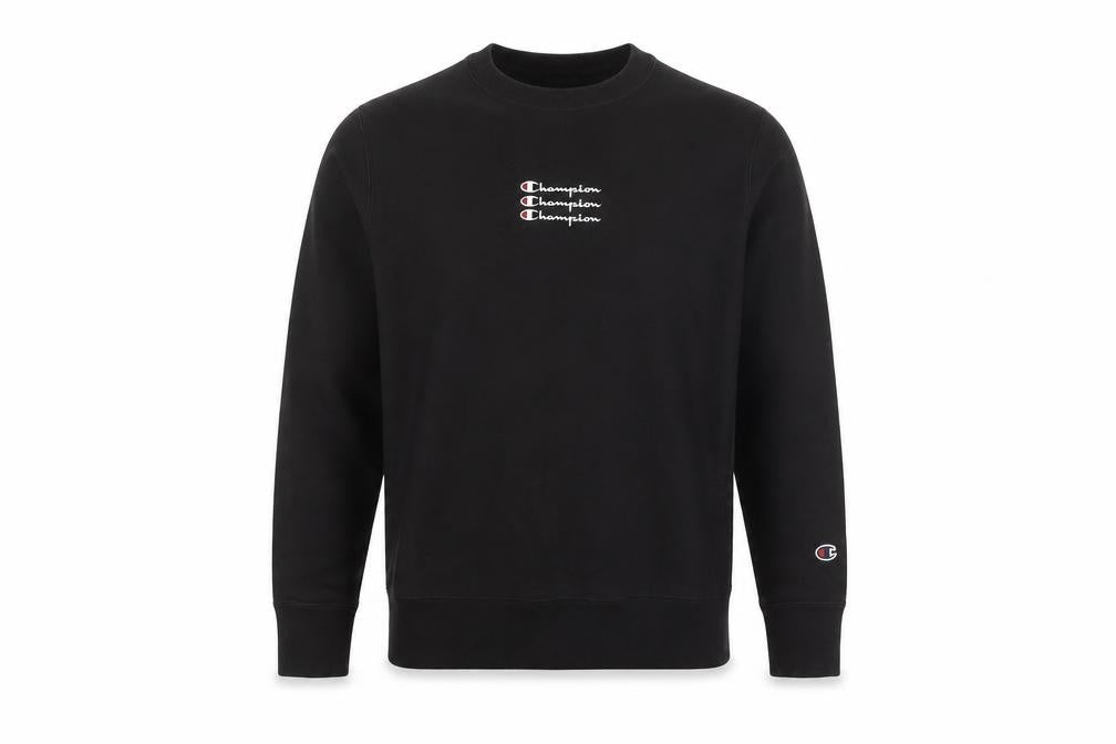 Mens UK S Regular Champion Black Pullover Sweatshirt