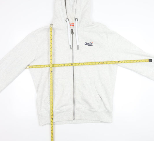 Superdry Men’s Grey Full Zip Hoodie Jacket Size L Cotton Blend