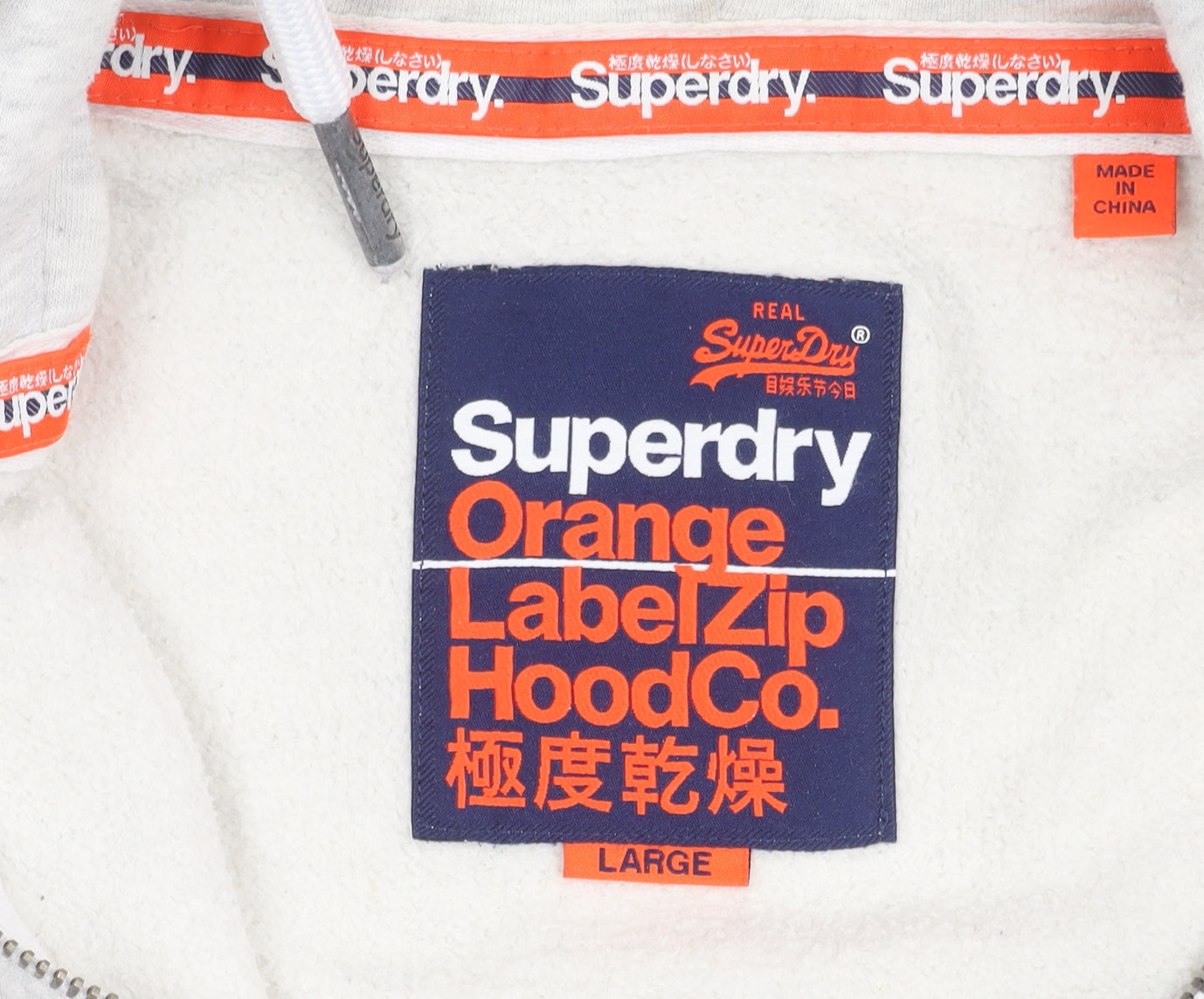 Superdry Men’s Grey Full Zip Hoodie Jacket Size L Cotton Blend