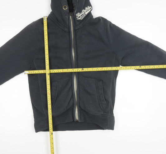 Superdry Women Black M Basic Hooded Zip Jacket Cotton Blend