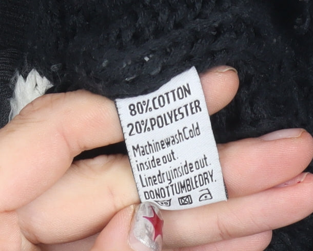 Superdry Women Black M Basic Hooded Zip Jacket Cotton Blend
