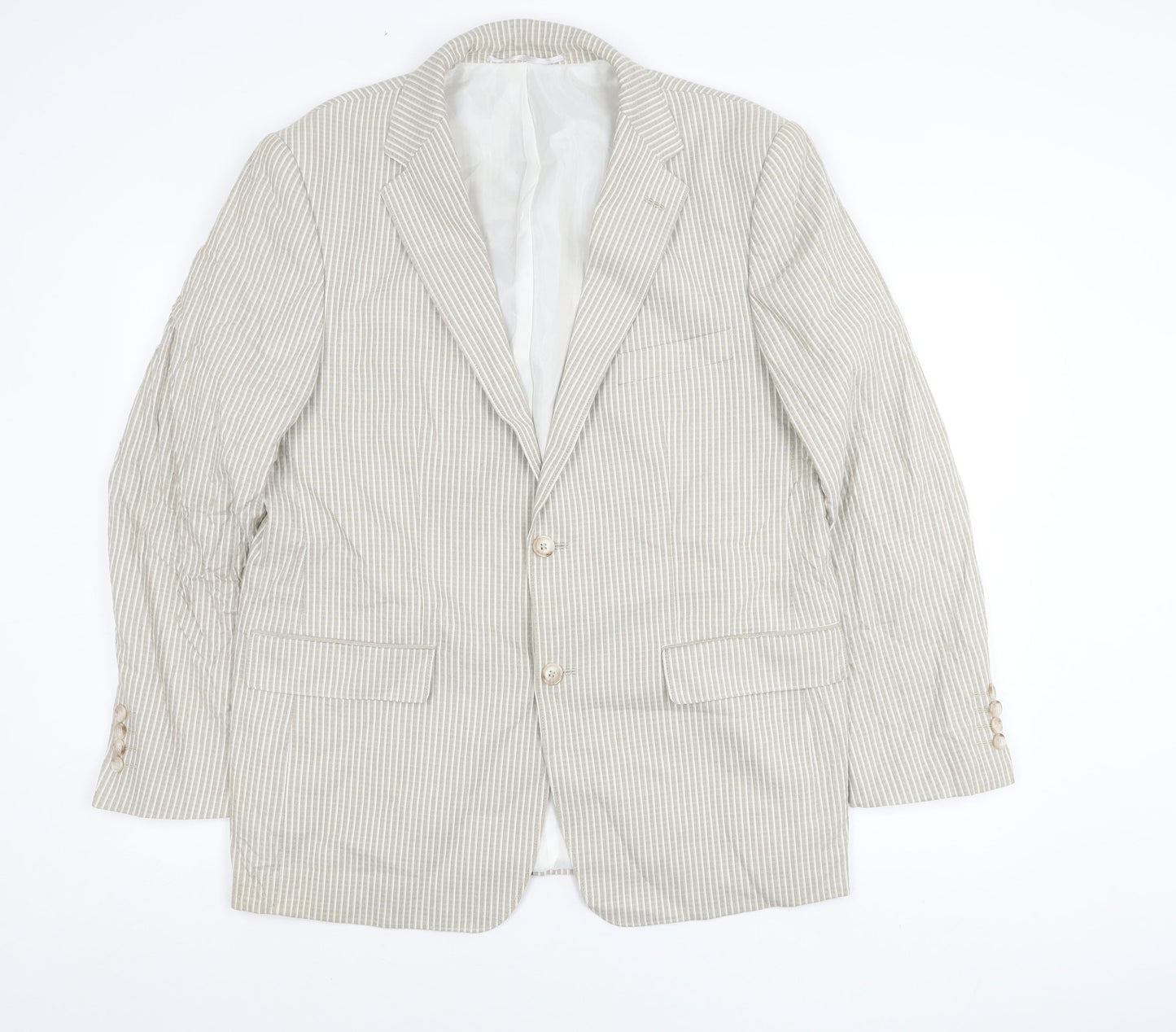 Cruise Men’s Beige Striped Cotton Blazer Jacket 42R XL