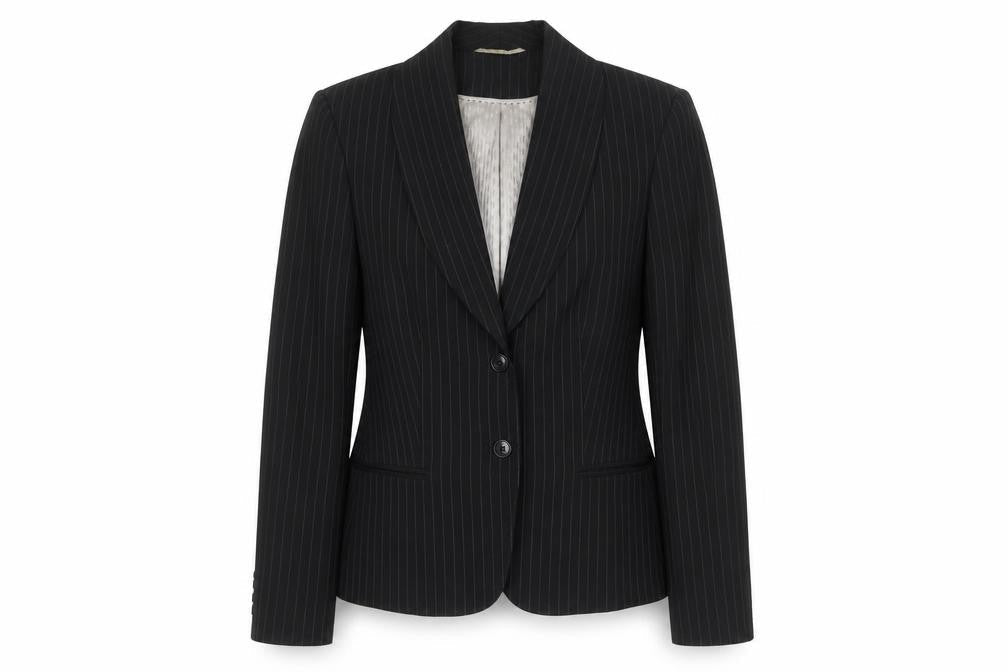 Austin Reed Women Black Pinstripe Suit Jacket Size 14 Wool Blend