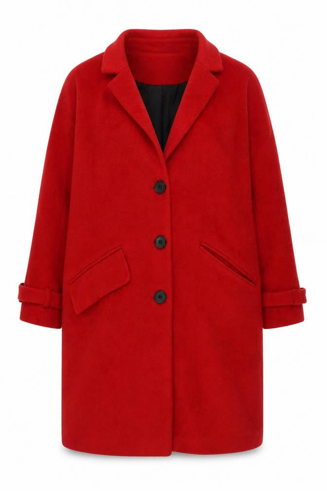 ASOS Womens Red Wool Blend Mid-Length Coat UK 10 Classic Overcoat