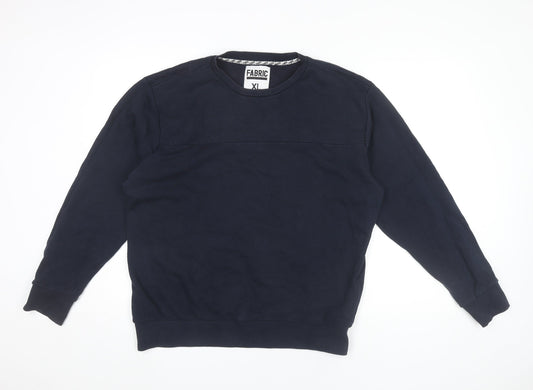 Fabric Men’s Blue XL Pullover Sweatshirt Quilted Crew Neck