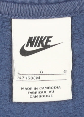 Nike Boys Blue Full Zip Hoodie Size L (147-158cm) Colourblock Casual Wear