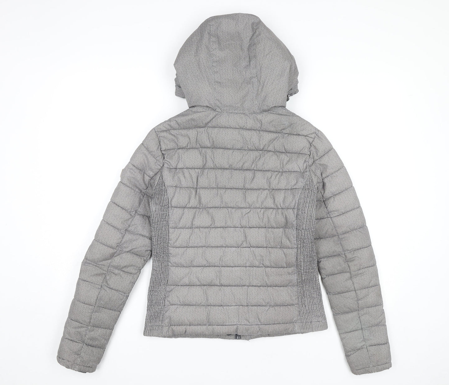 Superdry Womens Grey XS Puffer Jacket Hooded Winter Coat