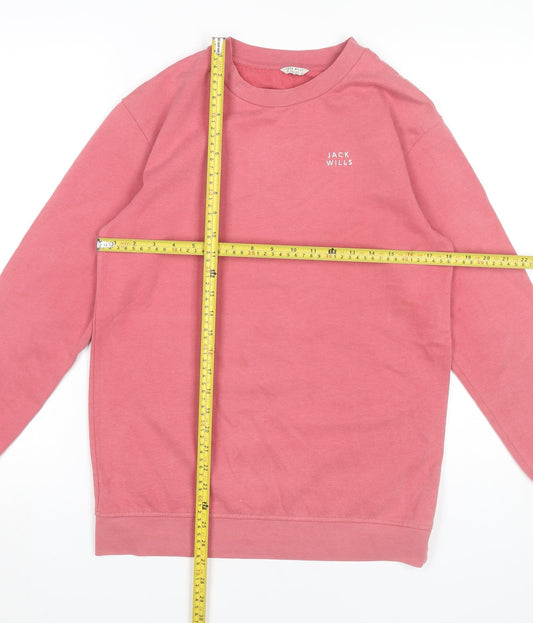 Jack Wills Womens Pink Sweatshirt UK 8 Cotton Blend Crew Neck