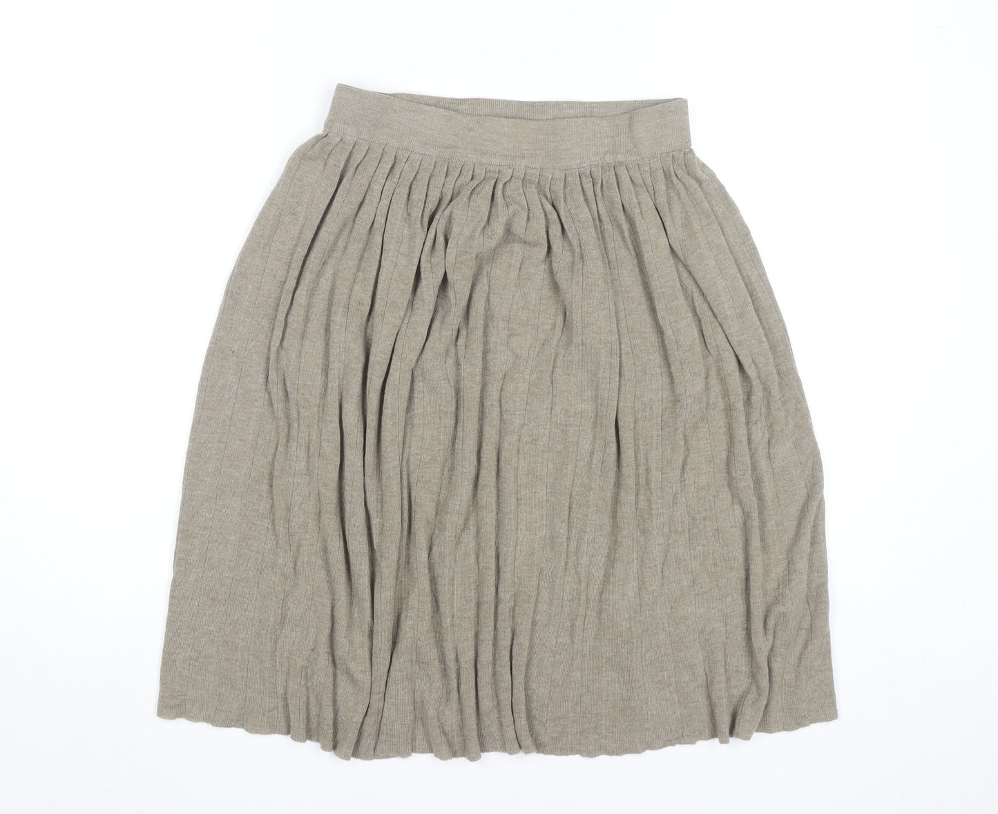 Zara Women’s Beige Pleated Knit Knee Length Skirt Size 12
