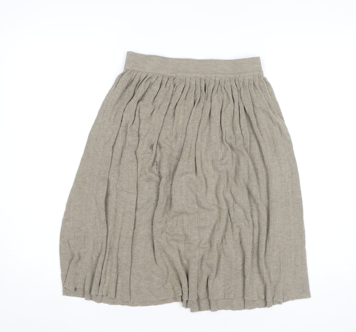 Zara Women’s Beige Pleated Knit Knee Length Skirt Size 12